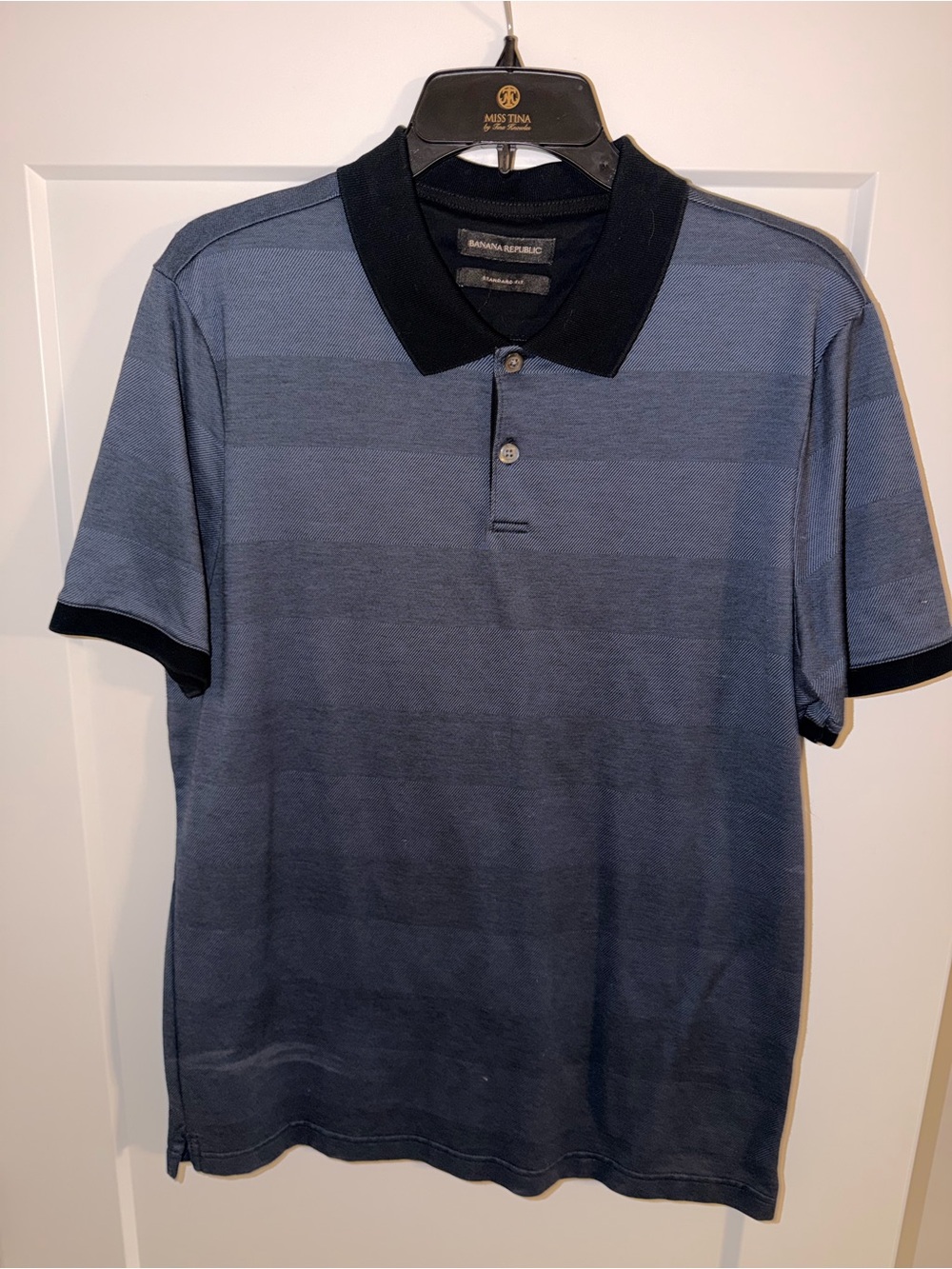 Banana Republic Standard Fit Striped Polo Shirt – Blue & Navy | Size Large